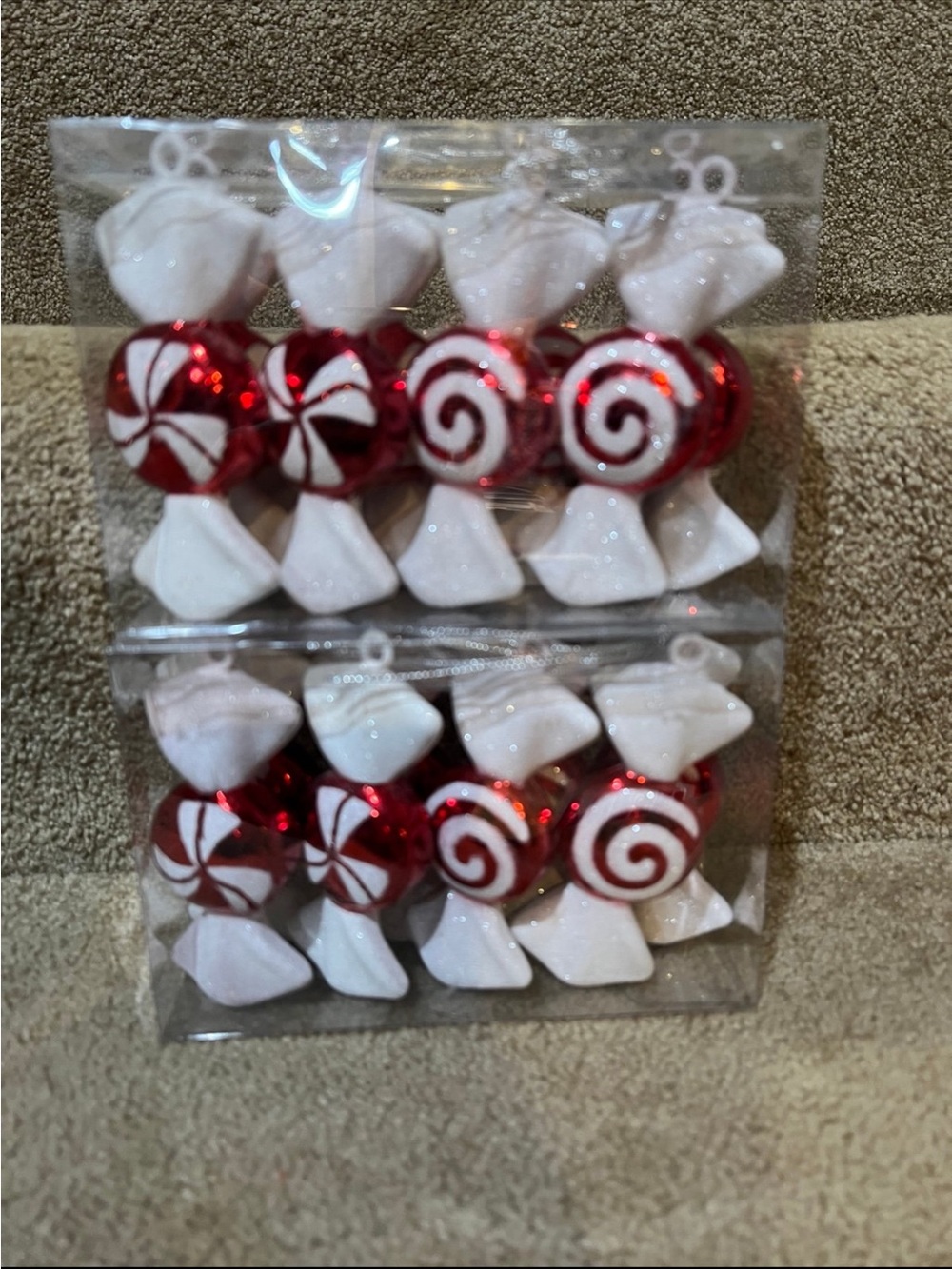 Candy Peppermint Ornaments lot of 12 new shatterproof